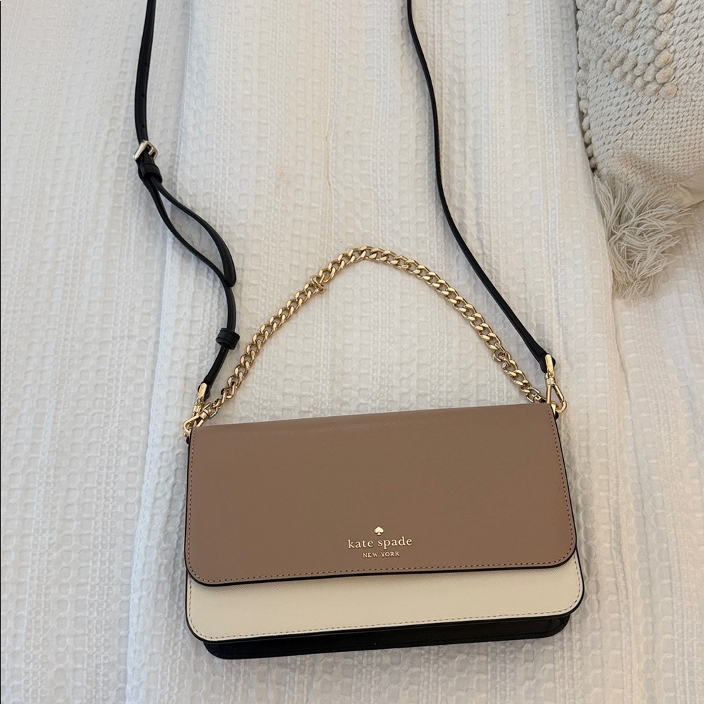 Kate Spade Tan, Cream, and Black Crossbody Bag
